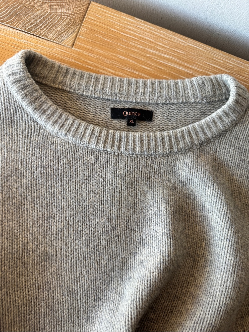 EUC QUINCE 100% Yak Wool Pointelle Detail Relaxed Crew Warm Heather Grey Size XL - Picture 10 of 15